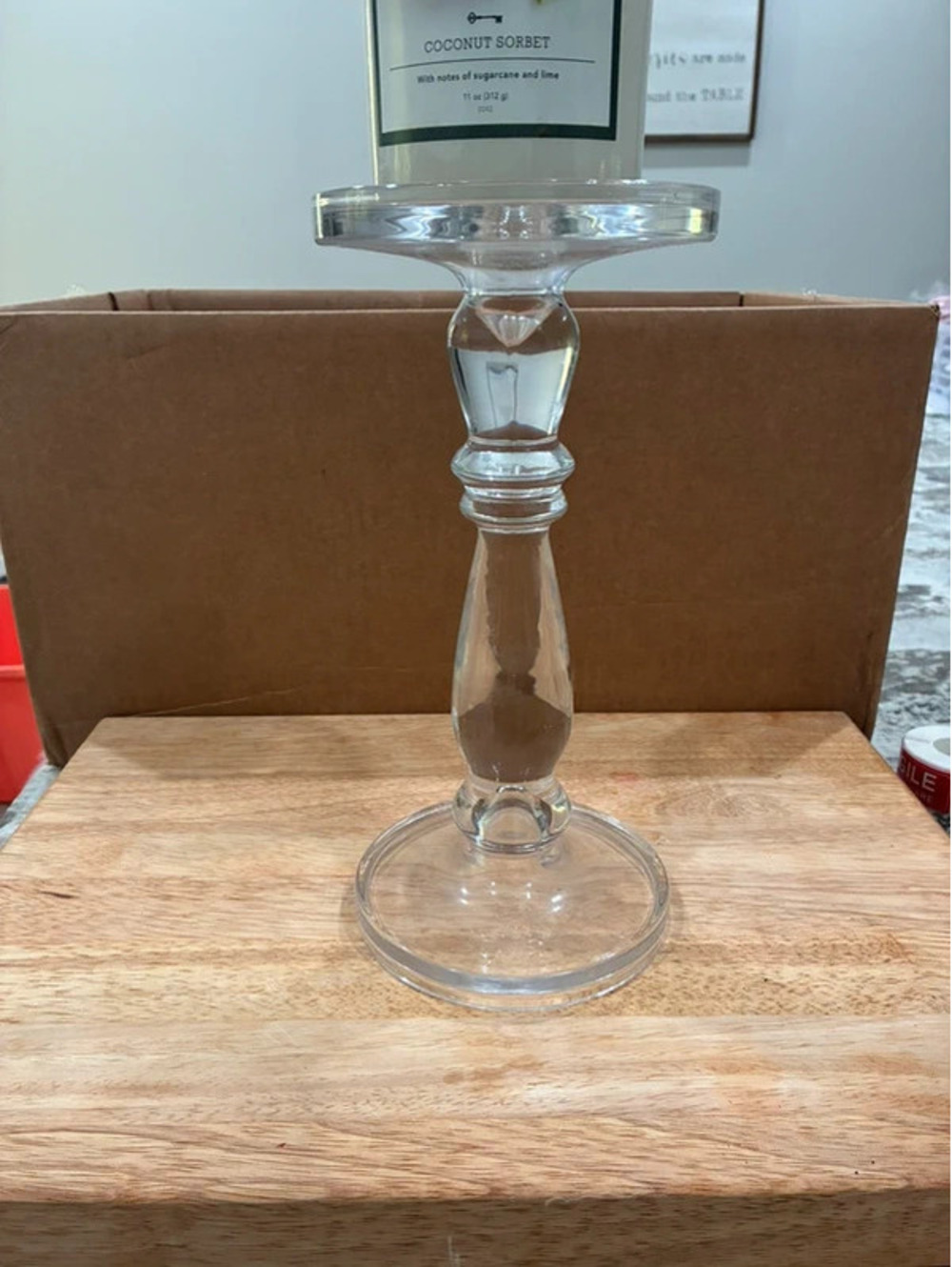 Clear Glass Candle Holder Stand